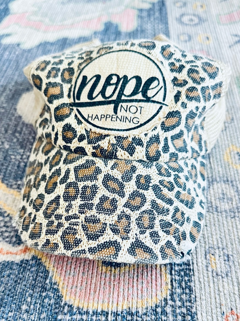 Leopard Print “Nope Not Happening” Trucker Hat Snapback